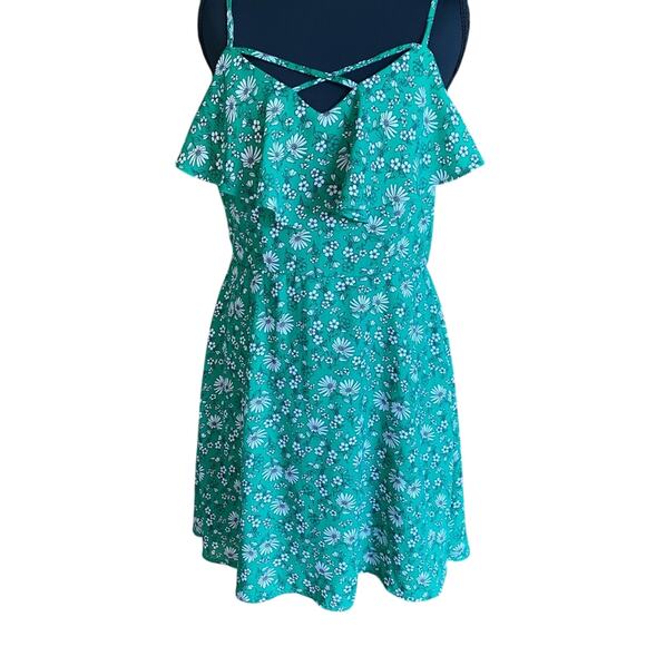 Trixxi Green Floral Dress ruffle detail daisy print sleeveless XL flirty daisy - Picture 1 of 10